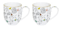 Load image into Gallery viewer, Set of 2 Mugs Flowers and Butterflies.