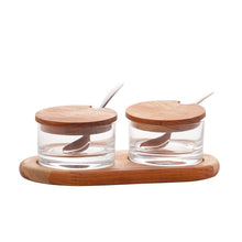 Load image into Gallery viewer, Wooden Support Double Bowl 24x13x8cm.