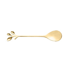Lade das Bild in den Galerie-Viewer, Set of 4 Golden Leaves Spoons.