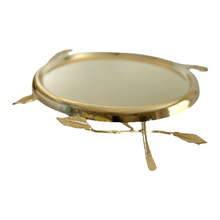 Load image into Gallery viewer, Elevated Gold Leaf Cake Plate With Glass Dome.