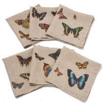Load image into Gallery viewer, Set of 6 Flying Butterflies Napkins.
