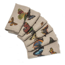 Load image into Gallery viewer, Set of 6 Flying Butterflies Napkins.
