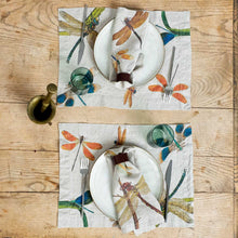 Load image into Gallery viewer, Set of 2 Placemats LAKESIDE DRAGONFLIES.
