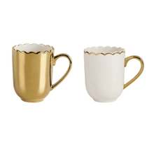 Load image into Gallery viewer, Gold &amp; White Mug Set of 2.

