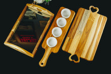 Load image into Gallery viewer, Teak Wood Mirrored Tray 36x23x7cm.
