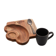 Load image into Gallery viewer, Porcelain Coffee Cup 93ml on a wooden tray 17x16x8cm.
