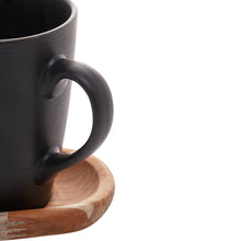 Load image into Gallery viewer, Porcelaine Mug 350ml and Wooden Saucer 22x15x11cm.
