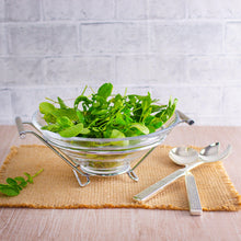 Load image into Gallery viewer, Stainless Steel Support/Glass Serving Salad Bowl 34x28x14cm.
