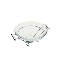 Load image into Gallery viewer, Stainless Steel Support/Glass Serving Salad Bowl 34x28x14cm.
