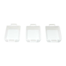 Load image into Gallery viewer, Set of 3 Porcelain Appetiser white dishes 16x8x3cm.
