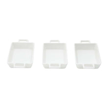 Load image into Gallery viewer, Set of 3 Porcelain Appetiser white dishes 16x8x3cm.
