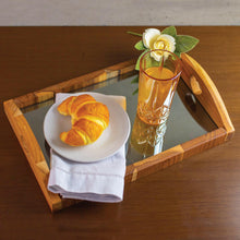 Load image into Gallery viewer, Teak Wood Mirrored Tray 36x23x7cm.

