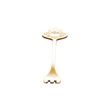 Load image into Gallery viewer, Set of 4 Stainless Steel Gold Key Cake Forks.
