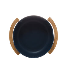 Load image into Gallery viewer, Porcelaine Blue Bowl with Wooden Support  26x22x11cm.
