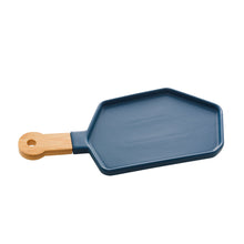 Load image into Gallery viewer, Porcelaine Blue Appetizer Board with a wooden handle 35x16x2cm.
