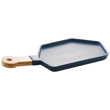 Load image into Gallery viewer, Porcelaine Blue Appetizer Board with a wooden handle 35x16x2cm.
