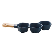 Load image into Gallery viewer, Porcelaine Blue Appetiser Small attached Bowls 36x15x5cm.
