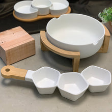 Load image into Gallery viewer, Porcelaine White Appetizer Small attached Bowls 36x15x5cm.
