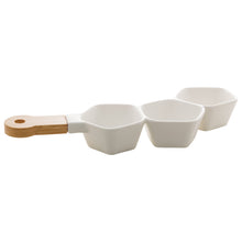 Load image into Gallery viewer, Porcelaine White Appetizer Small attached Bowls 36x15x5cm.
