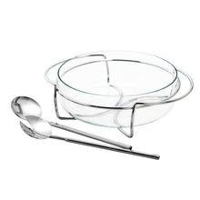 Load image into Gallery viewer, Silver Plated Salad Bowl support with Serving Set 25cm.
