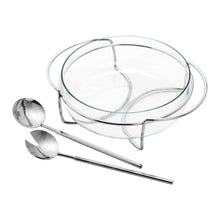 Load image into Gallery viewer, Silver Plated Salad Bowl support with Serving Set 25cm.

