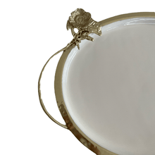 Load image into Gallery viewer, White Tray with Gold Flower Detail.
