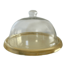 Load image into Gallery viewer, Elevated Gold Leaf Cake Plate With Glass Dome.
